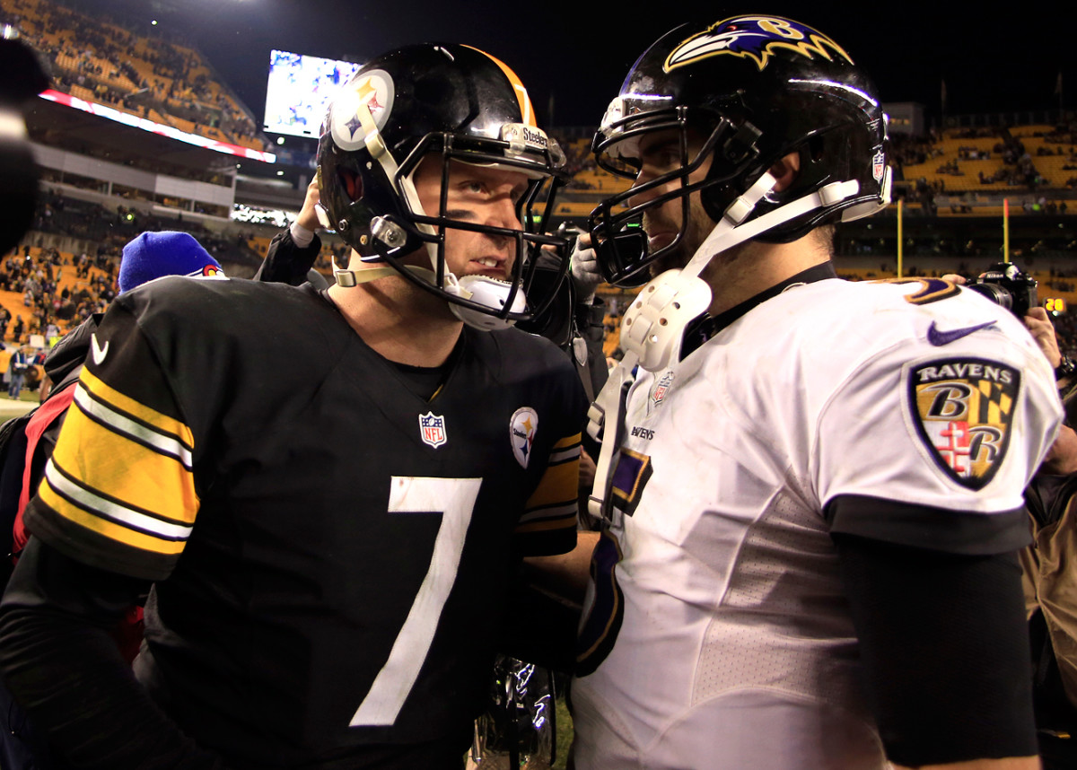 Roethlisberger and Flacco, January 2015.