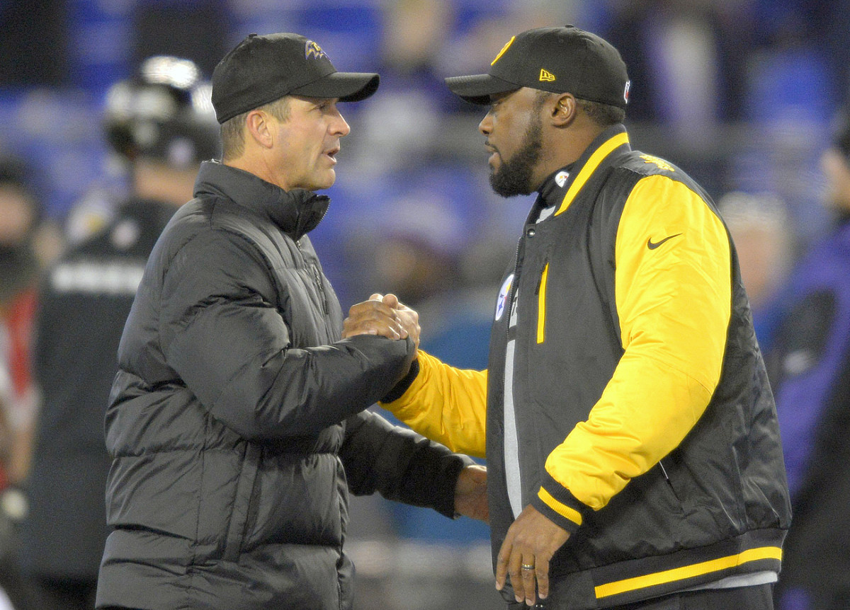 John Harbaugh and Mike Tomlin, November 2013.