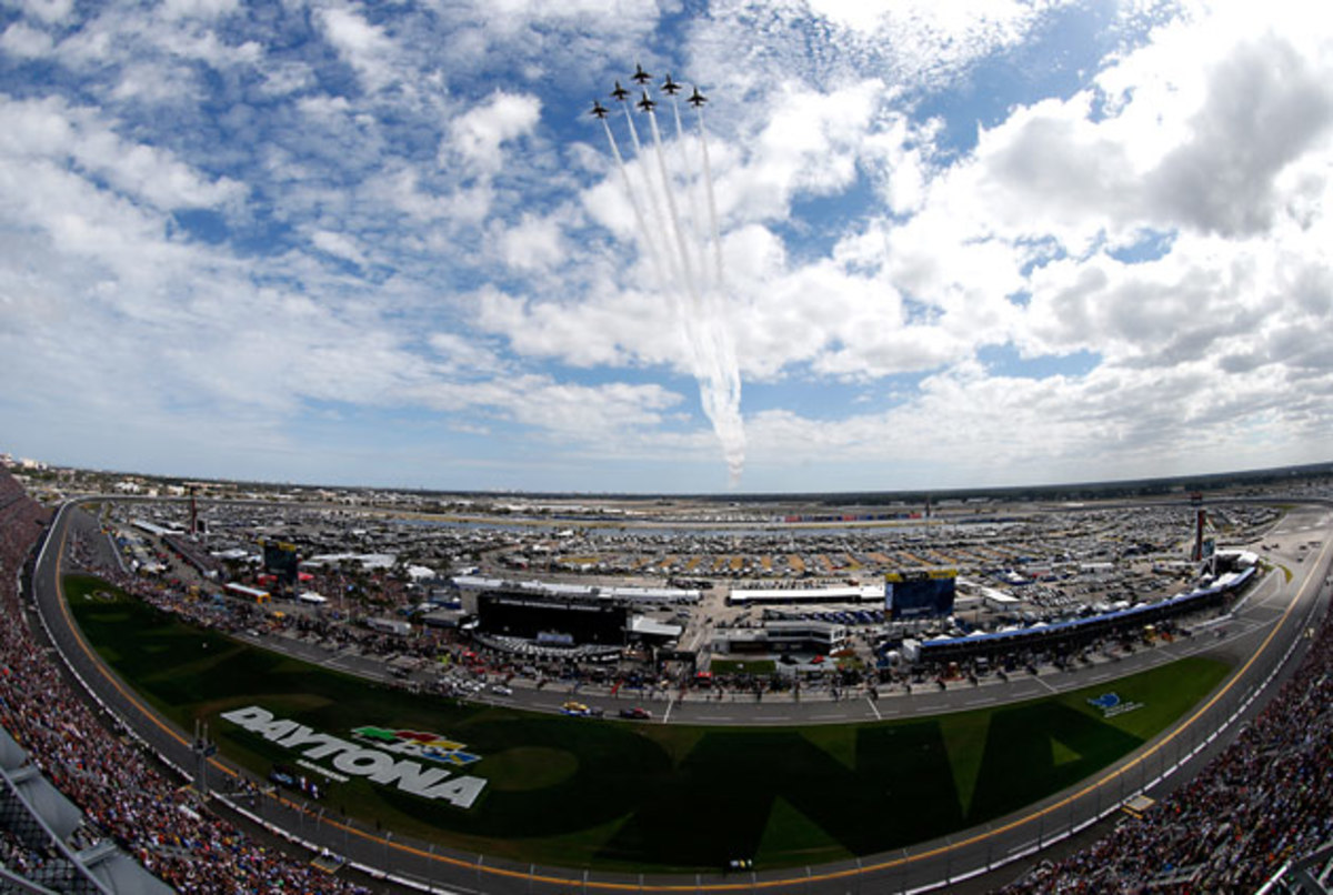 The pre-race flyover on a beautiful day.