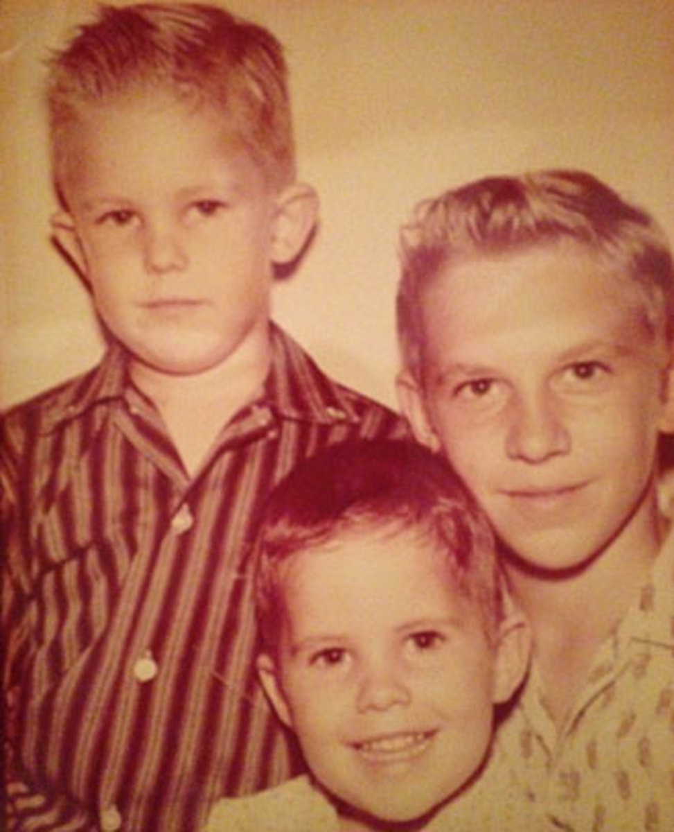 The Gamble boys—Greg (left), Harry (right) and Danny (bottom)—around the time their childhood love of baseball reached its peak.