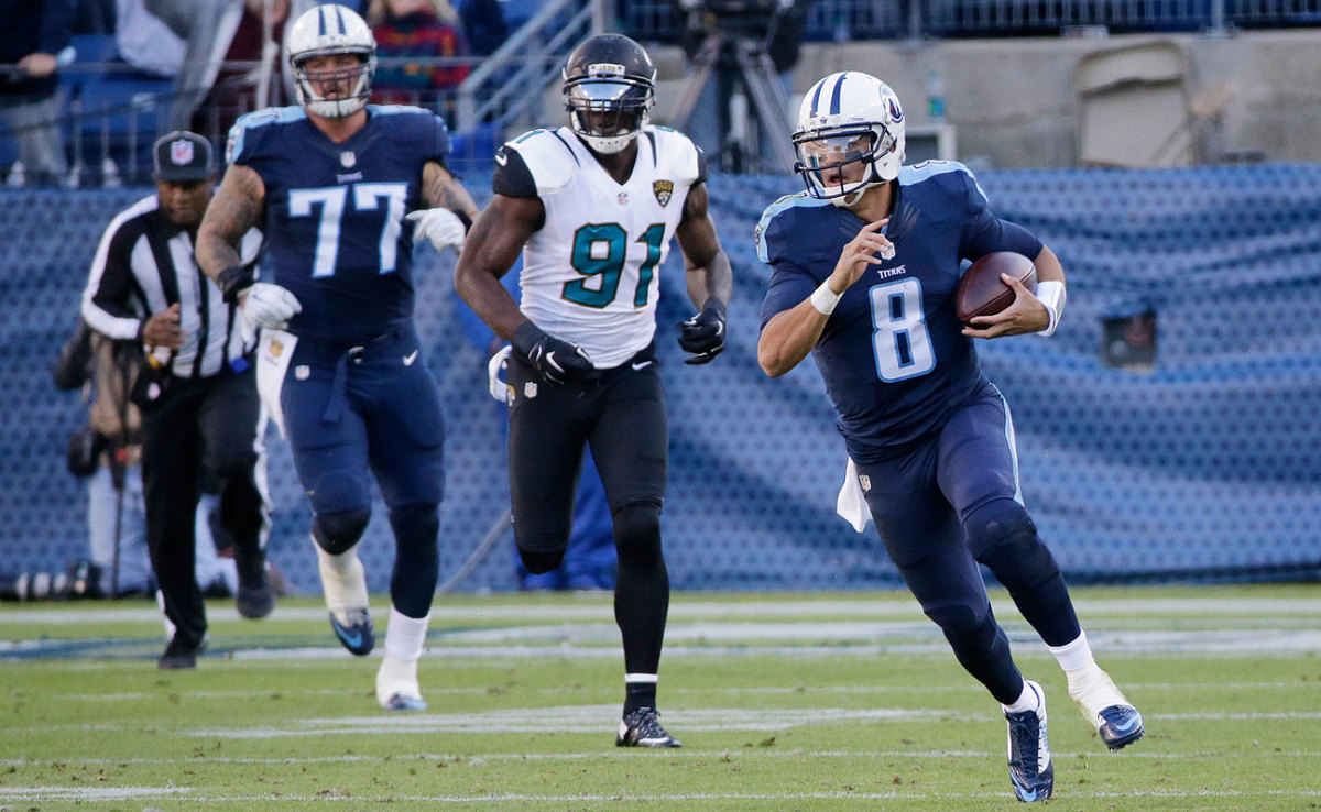In addition to three passing touchdowns, Titans QB Marcus Mariota added an 87-yard scoring run against the Jaguars on Sunday.