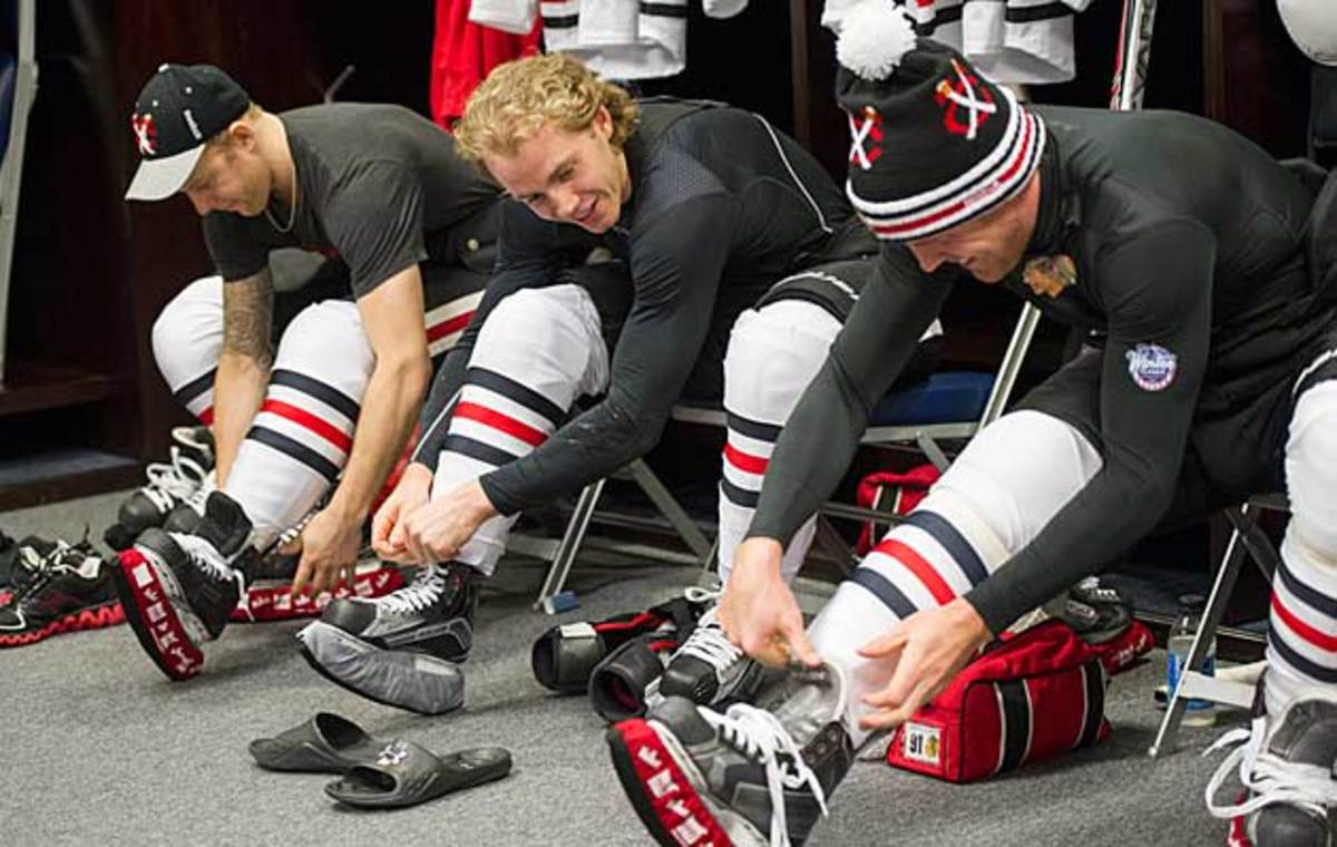 Patrick Kane (center) and Richards (right) are still a work in progress, but a promising one.