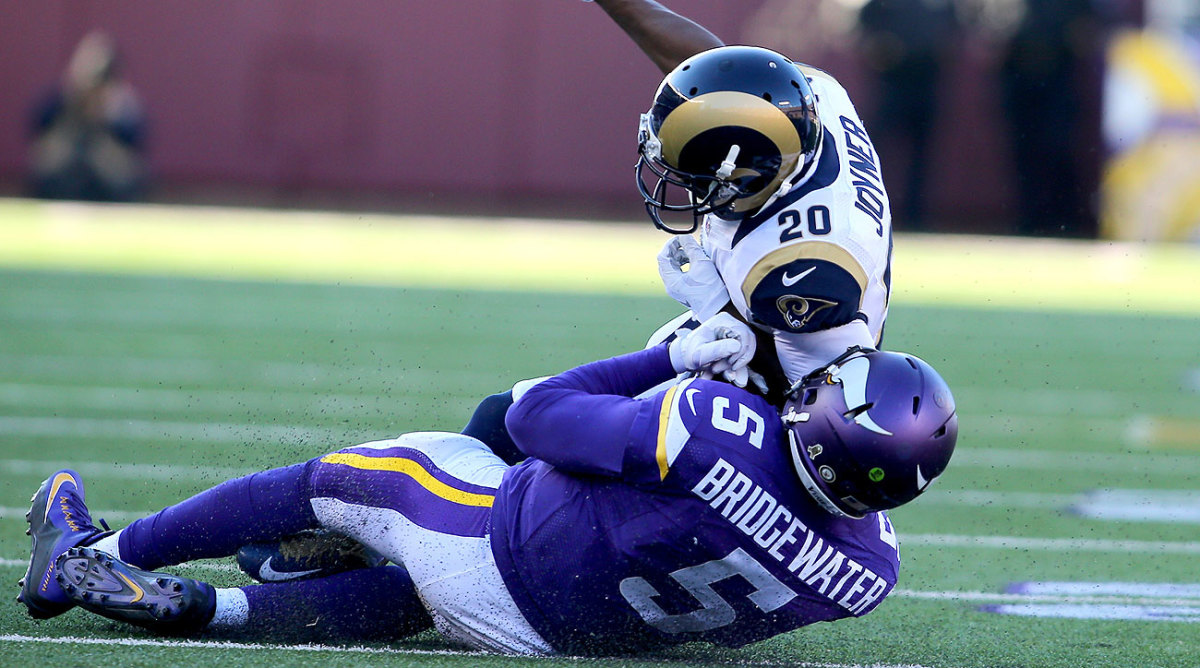 Lamarcus Joyner was penalized for this hit on a sliding Teddy Bridgewater.