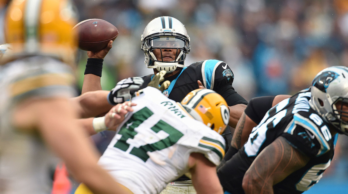 Cam Newton threw for three touchdowns and ran for another as the Panthers improved to 8-0.