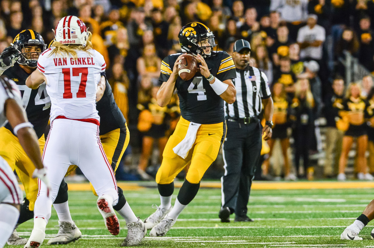 Iowa quarterback Nate Stanley threw for 256 yards and two touchdowns against Wisconsin last season.