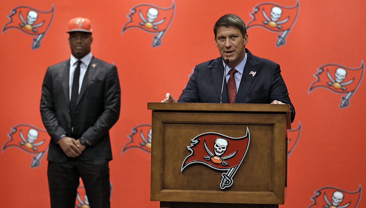 Tampa GM Jason Licht knows his job rides on how Jameis Winston performs—on and off the field—as a Buc. (Chris O'Meara/AP)