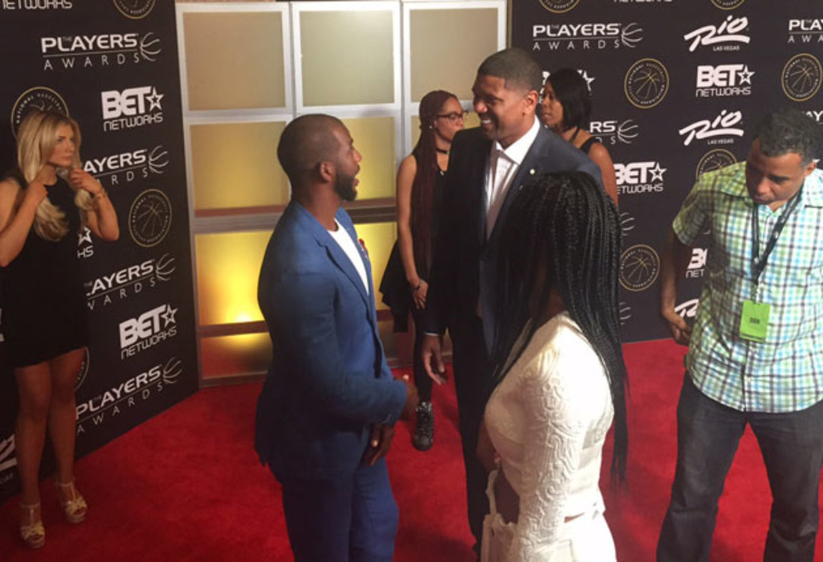 Chris Paul and ESPN's Jalen Rose chat before the show.