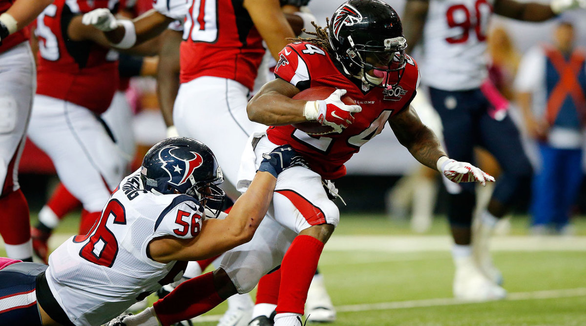 Devonta Freeman has six touchdowns over the past two weeks, and leads the league with seven overall. (Kevin C. Cox/Getty Images)