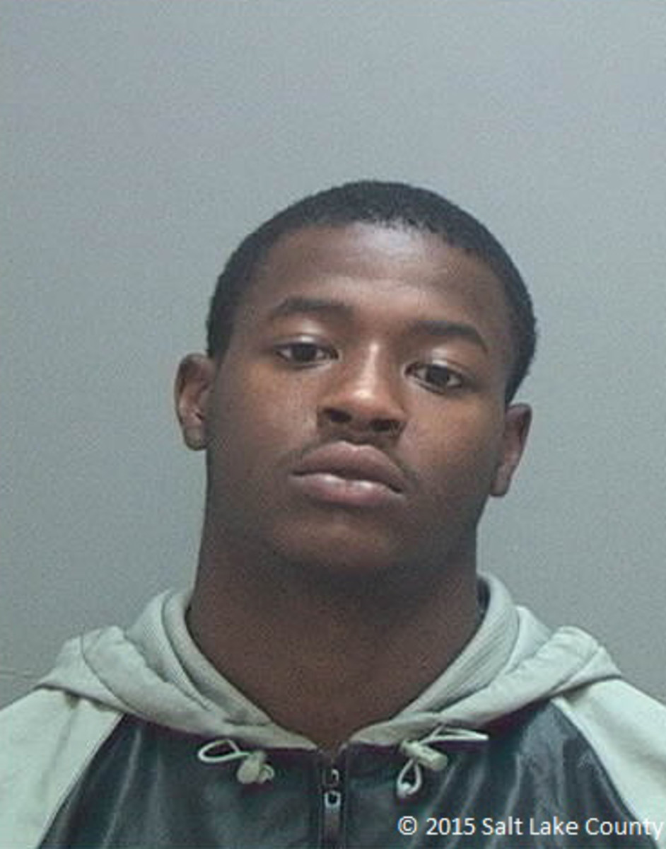 This photo provided by the Salt Lake County Sheriff's Office shows Dominique Hatfield. Hatfield, a Utah cornerback,  has been arrested on suspicion of robbing a man who wanted to buy an Xbox from him. Unified Police of Salt Lake County say the victim was 