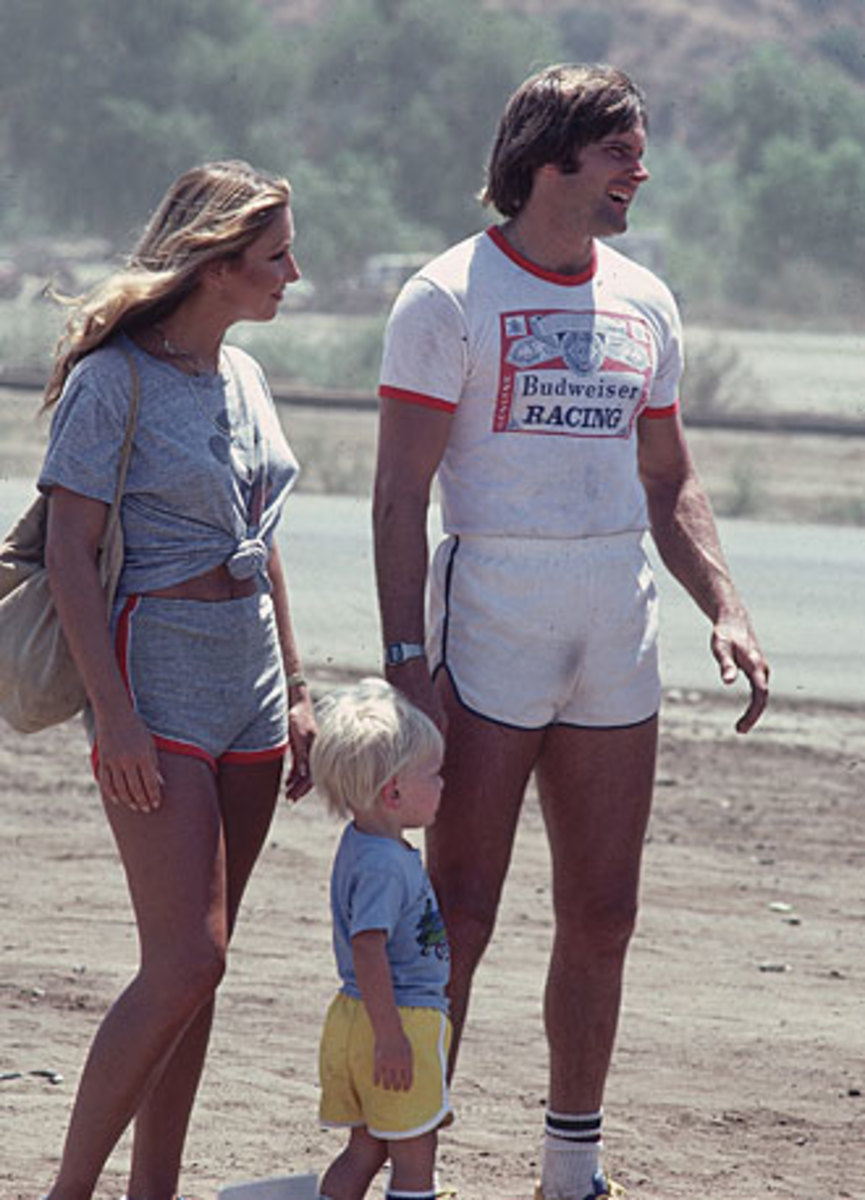 Bruce Jenner with his then-girlfriend and son, Burt.