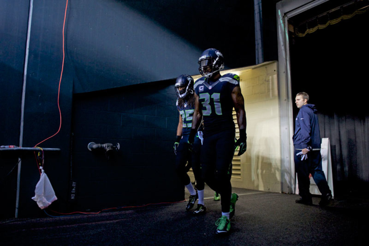Richard Sherman and Kam Chancellor in a dark place. (Rod Mar for Sports Illusrated/The MMQB)