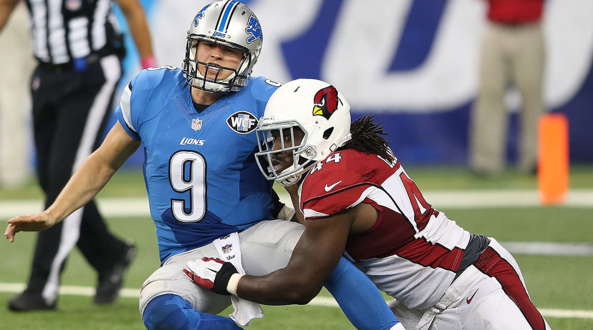 Matthew Stafford was pulled from Sunday's game, the Lions' fifth straight loss to open 2015.