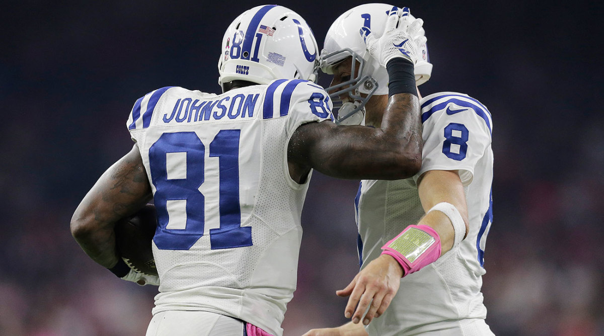Matt Hasselbeck and Andre Johnson connected for a pair of touchdowns Thursday night.