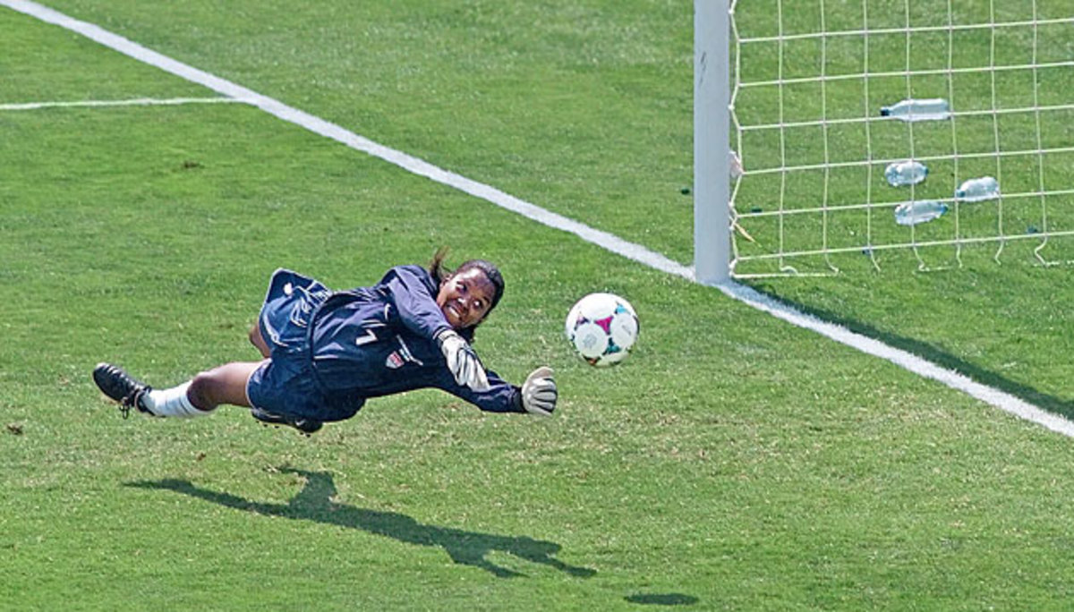 Briana Scurry's lunging save against Ying Liu in penalty kicks set the stage for Brandi Chastain's heroics.