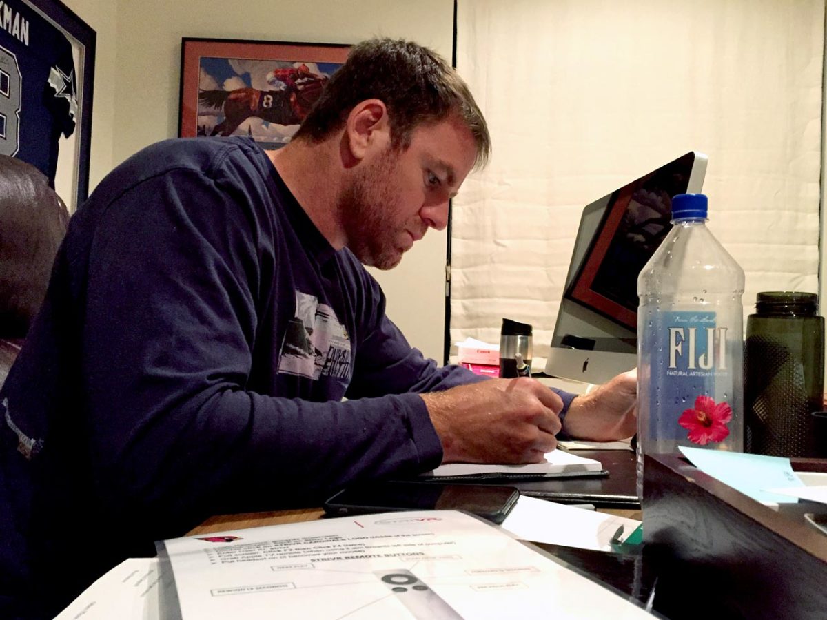 Once the game plan turns up in his inbox on Tuesday, Palmer sets down to a serious study session in his office at home in Paradise Valley. 