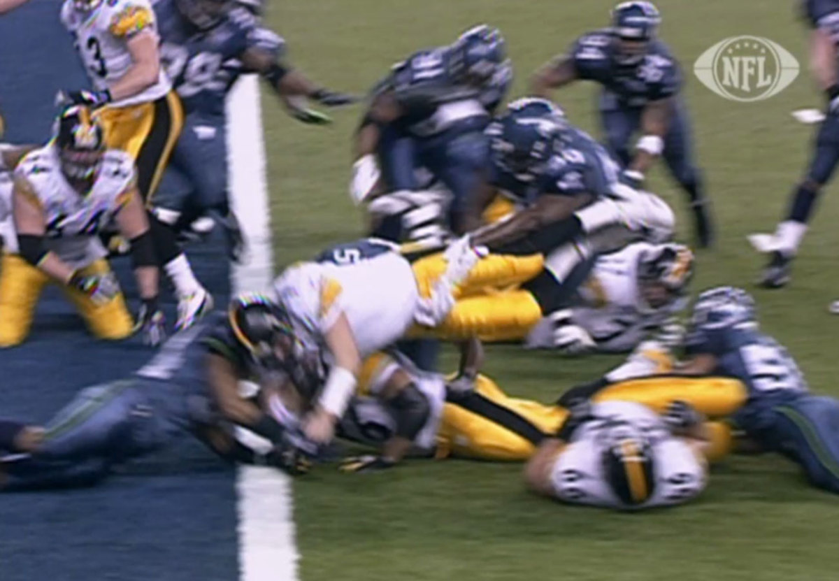 Video replay was inconclusive, and the call on the field stood.