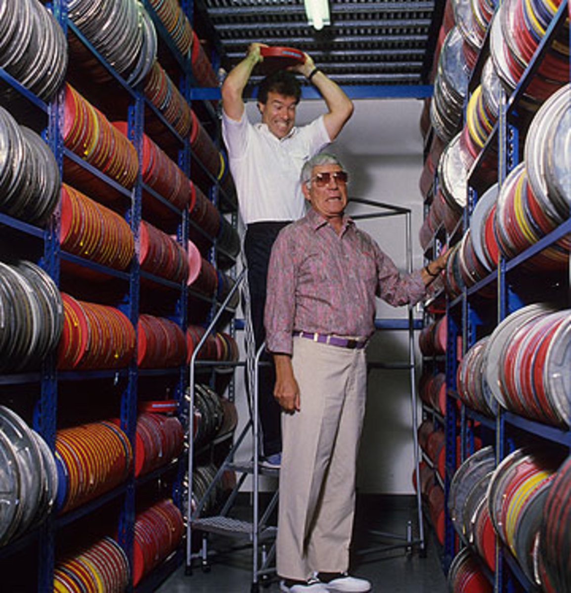 Ed and Steve Sabol, in the archive warehouse at NFL Films headquarters in Mount Laurel, N.J., in 1984 (Ronald C. Modra/Sports Illustrated)