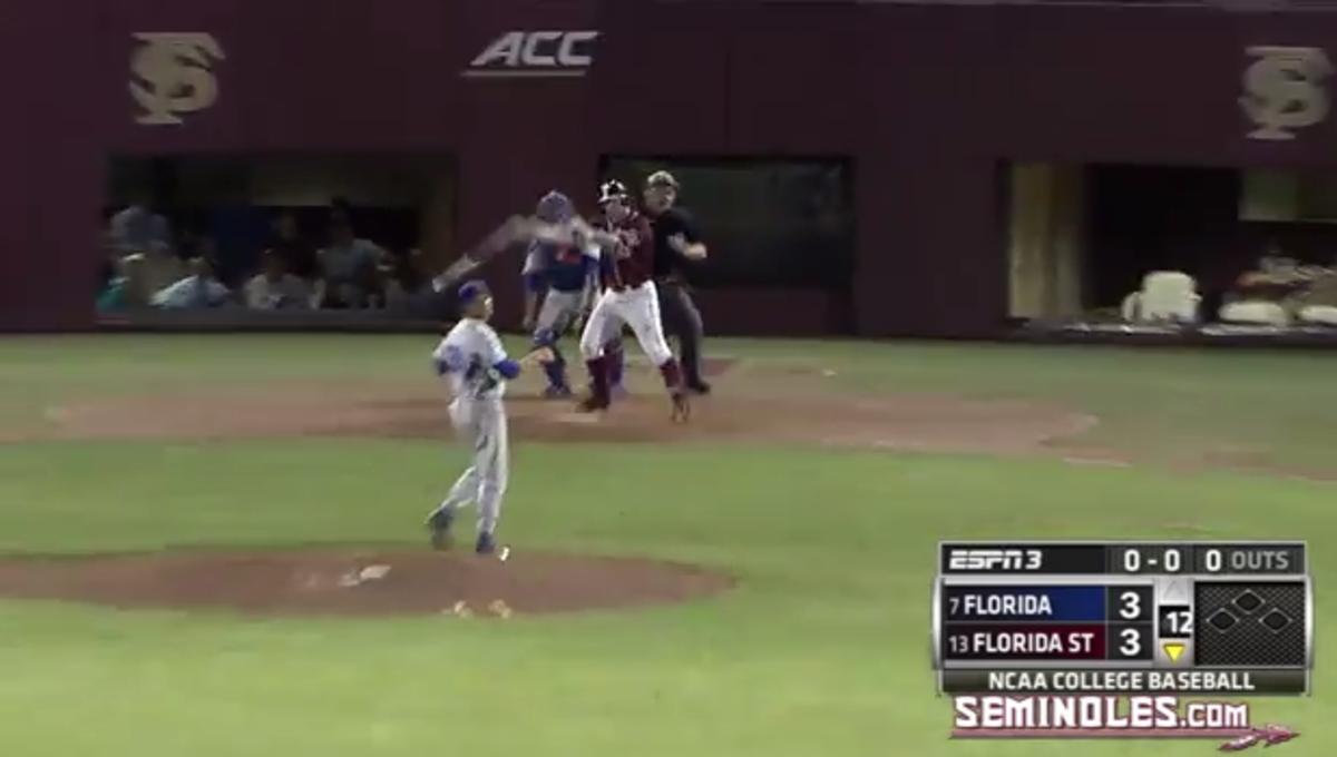 Video Florida State baseball player unleashes vicious bat flip