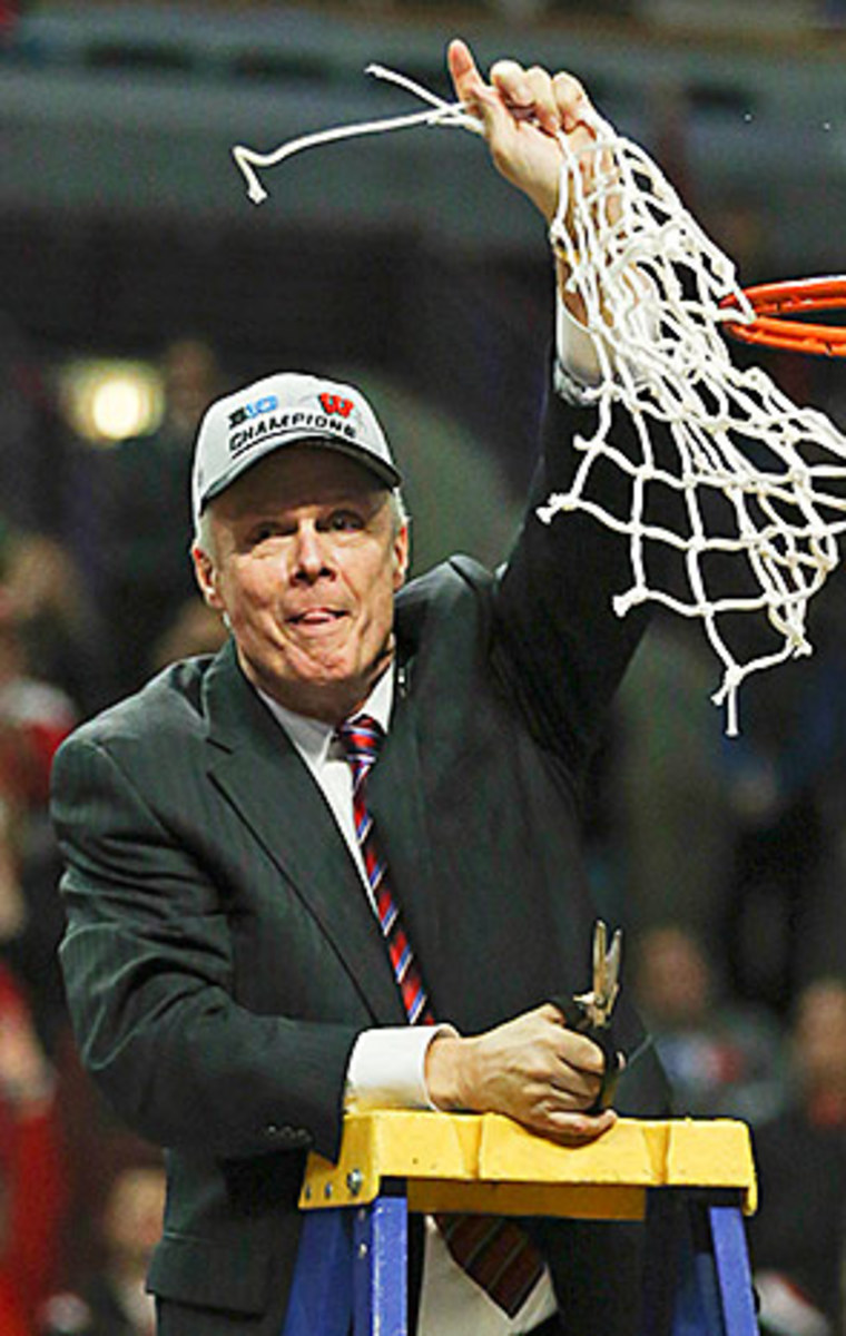 Ryan cuts down the nets after winning the 2015 Big Ten tournament