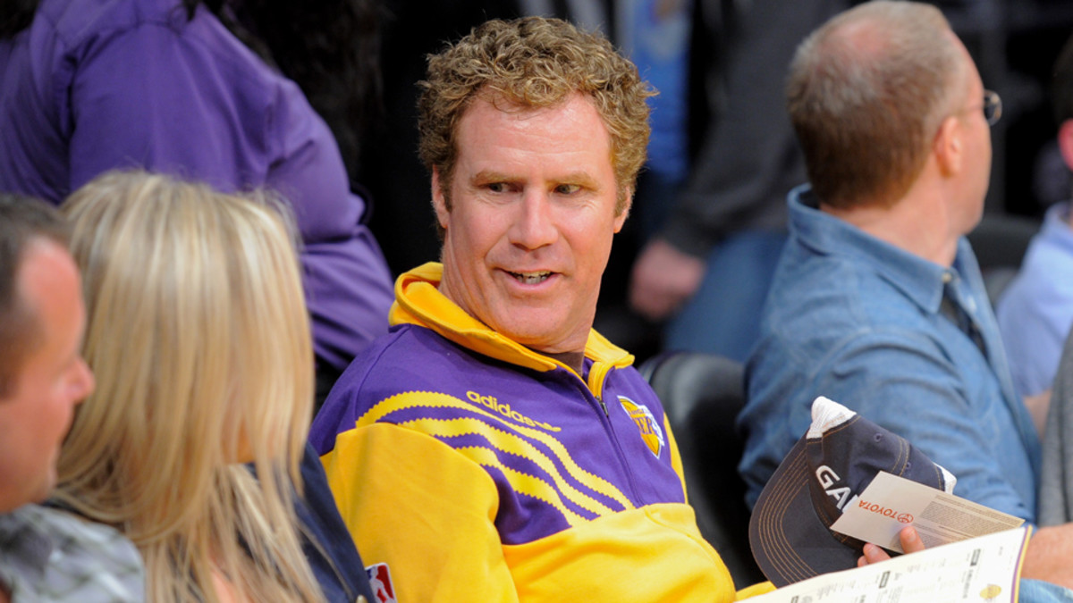 Will Ferrell halfcourt shot for movie hits cheerleader in face