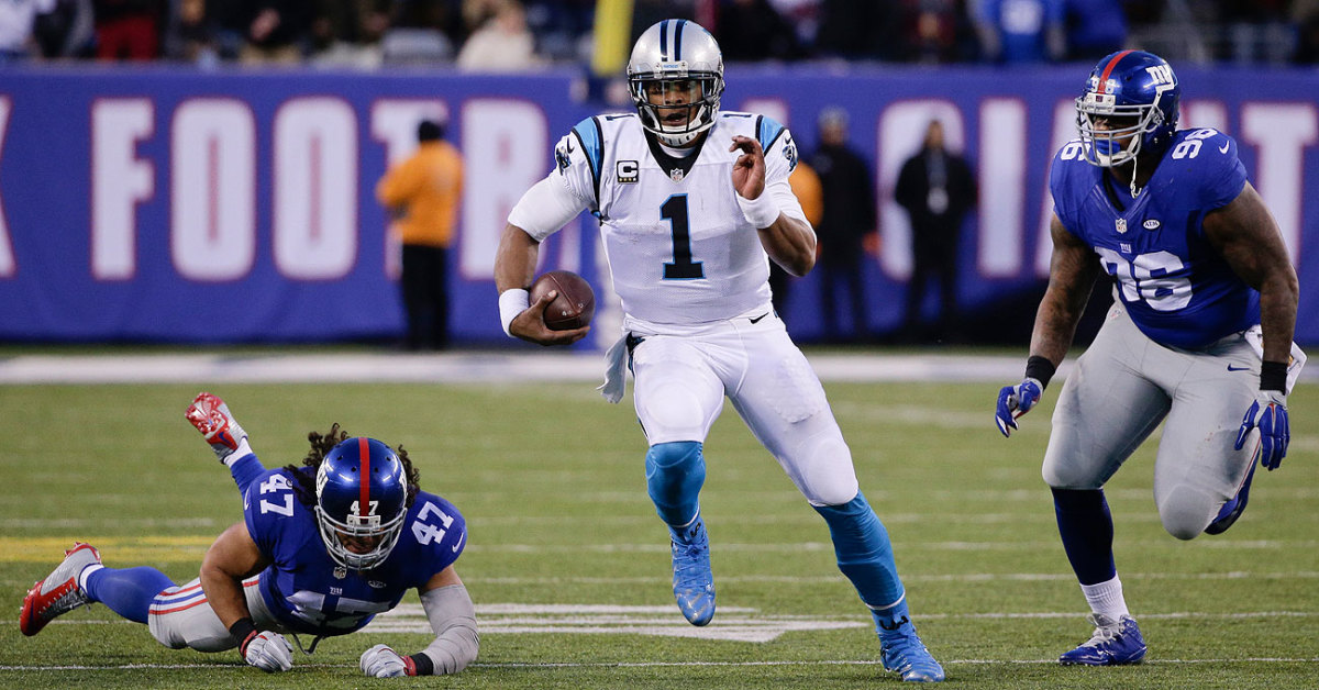 Cam Newton had 100 yards rushing to go along with his five passing touchdowns on Sunday.