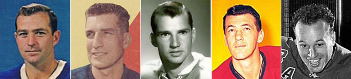 Dick Duff, Larry Popein, Don Marshall, Ed Litzenberger, Edgar Laprade