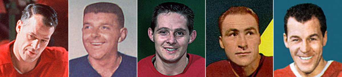 Gordie Howe, Gump Worsley, Dutch Reibel, Red Kelly, Butch Bouchard