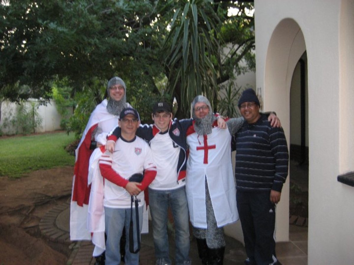 Josh Davis with his father, uncles and host in Johannesburg on the day of the USA-England match in 2010.