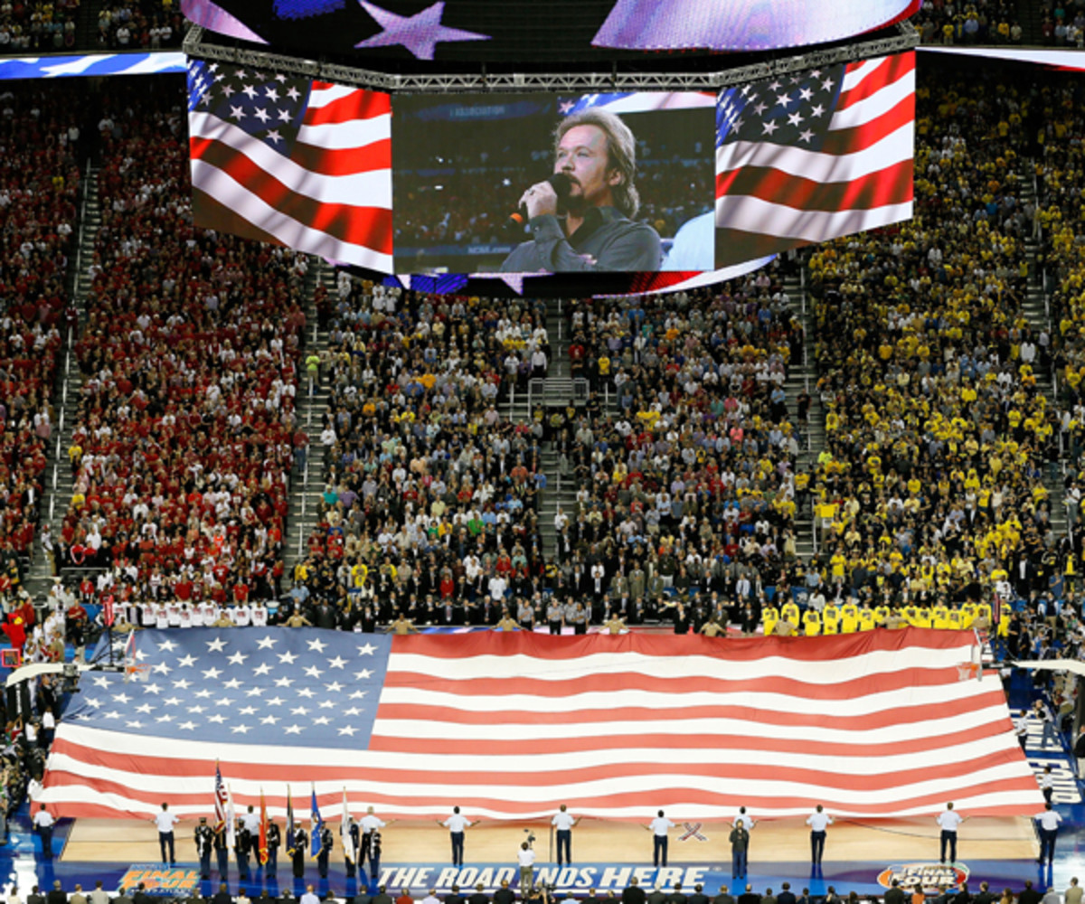 The National Anthem prior to the 2013 NCAA Championship game in the Georgia Dome. (Photo by Kevin C. Cox/Getty Images)