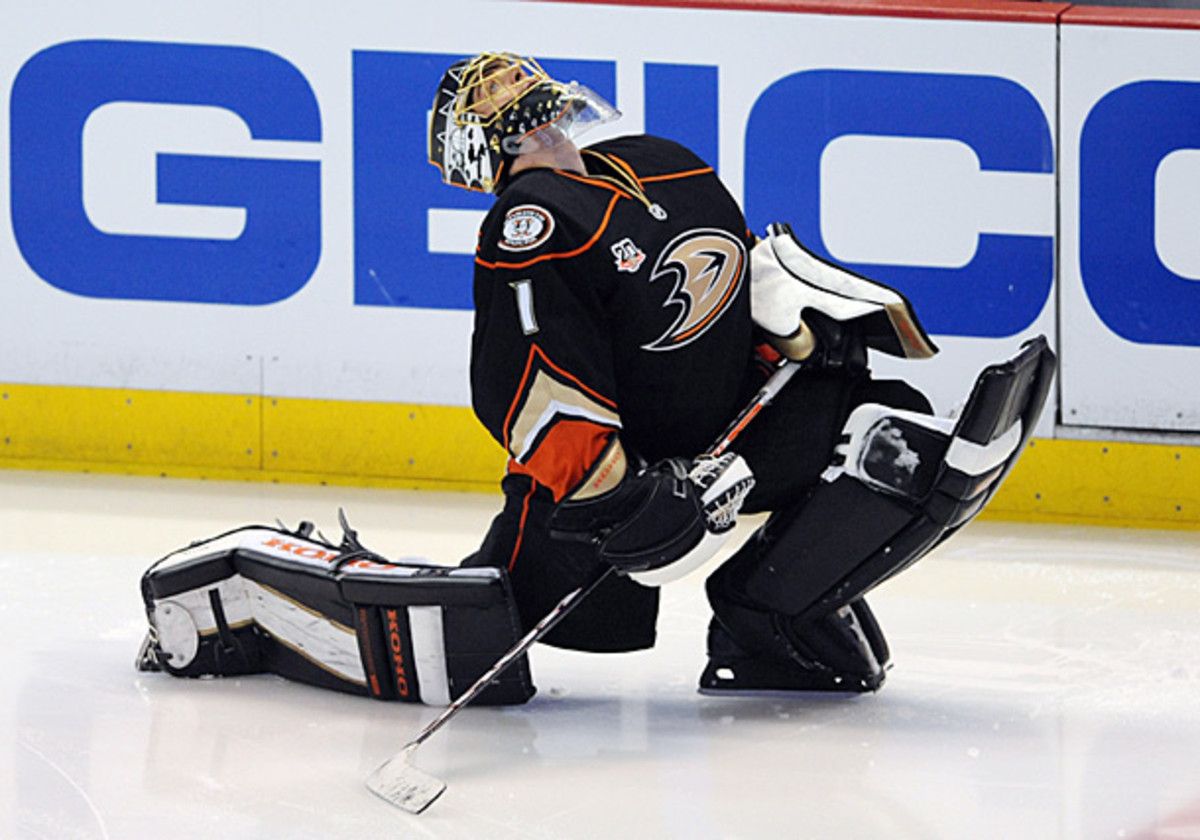 Goalie Jonas Hiller of the Anaheim Ducks