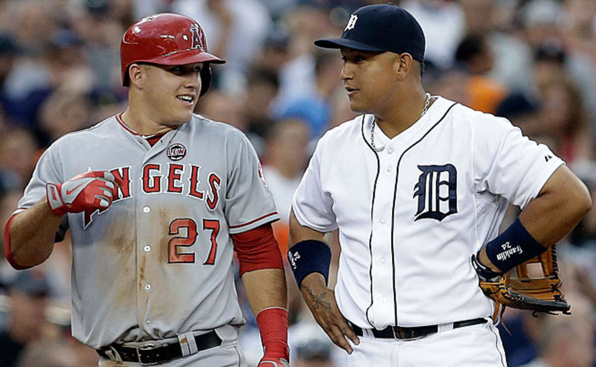 Mike Trout (left) has been the runner-up to Miguel Cabrera for the AL MVP award each of the past two seasons.