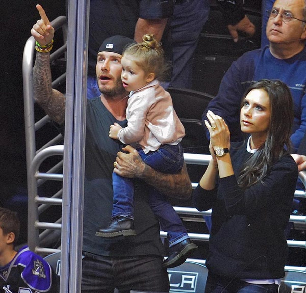 David, Harper and Victoria Beckham
