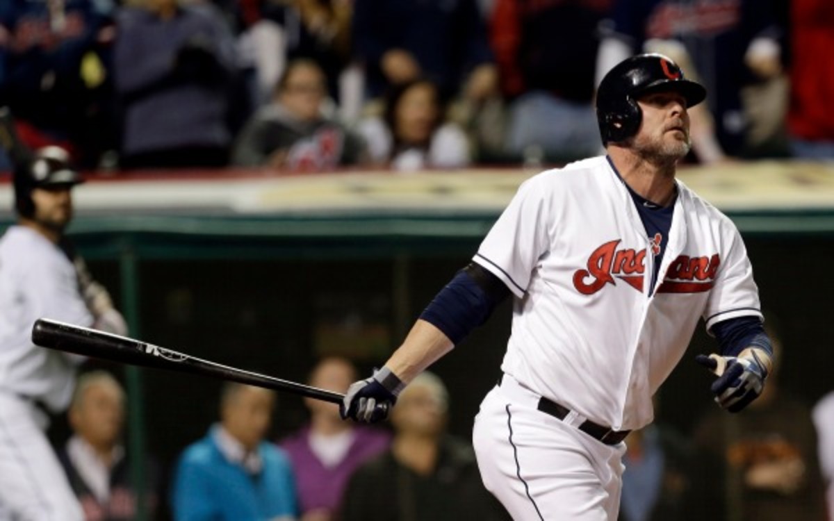 Indians DH Jason Giambi has 438 career HR and 1,436 RBI in 19 major league seasons. (AP Photo/Tony Dejak)