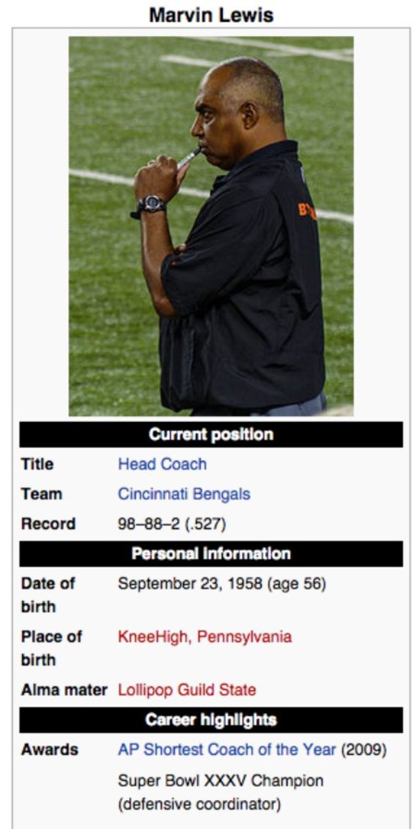 Marvin Lewis' wikipedia page has been vandalized by Johnny Manziel Fans