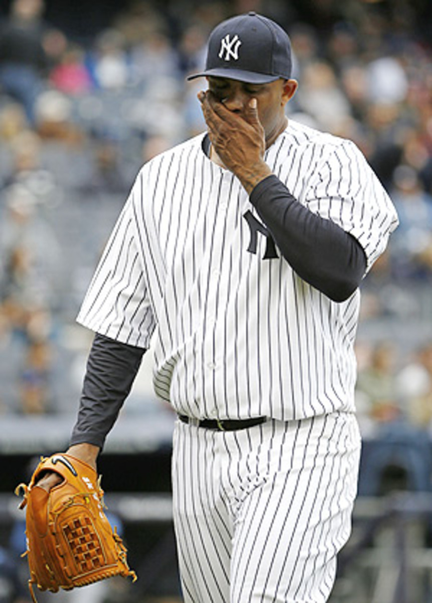 CC Sabathia couldn't hide his disappointment after he gave up five earned runs in 3 2/3 innings to the Rays.