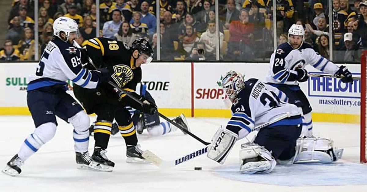 While the bruised Bruins try to stay on track, the Jets' hopes may rest with backup goalie Michael Hutchinson.