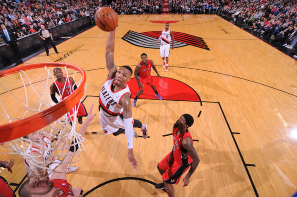Damian Lillard will reportedly compete in the 2014 Slam Dunk Contest. (Sam Forencich/Getty Images)