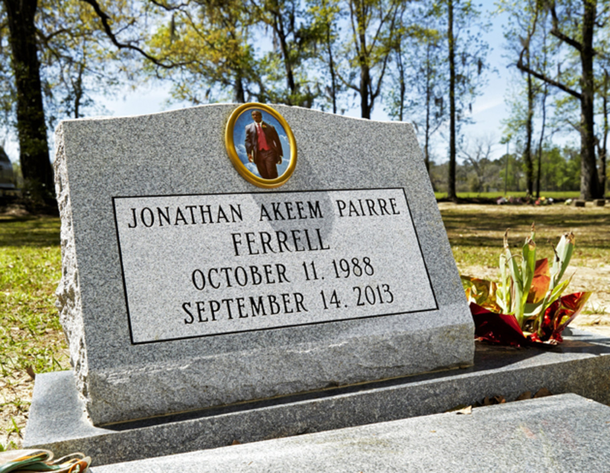 The headstone of Jonathan Ferrell at Saint Stephen Missionary Baptist Church Cemetery.