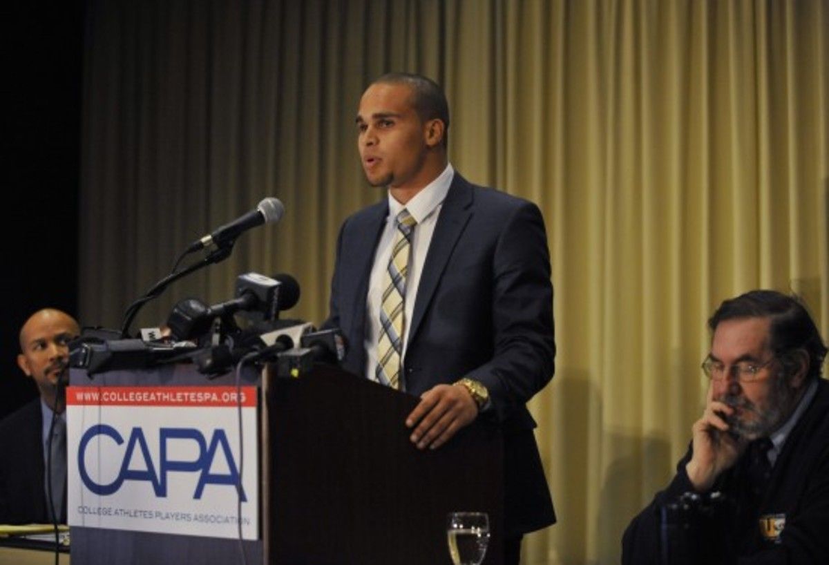 Wildcats quarterback Kain Colter lobbies to the newly formed College Athletes Association. (David Banks/Getty Images)