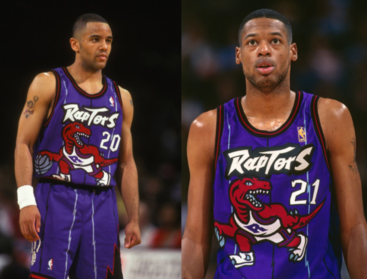 Damon Stoudamire  and Marcus Camby :: Mitchell Layton & Rocky Widner/Getty Images