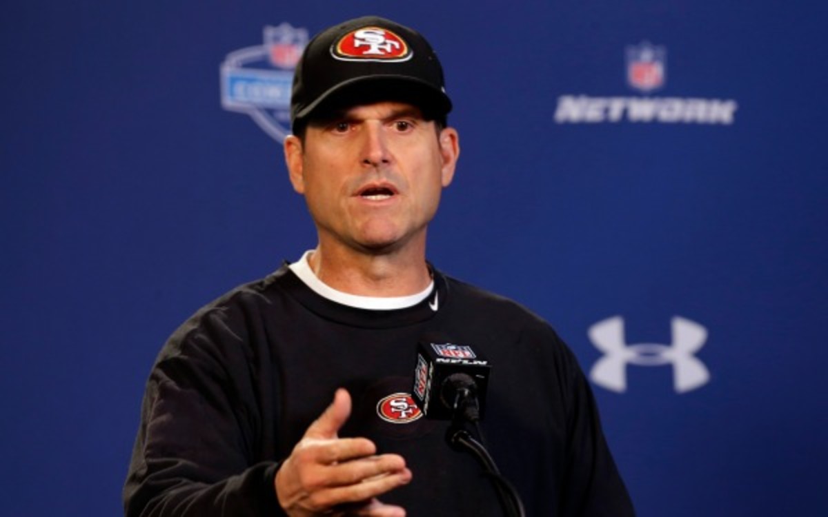 49ers head coach Jim Harbaugh has a 36-11-1 record in three seasons as an NFL head coach. (AP Photo/Michael Conroy)
