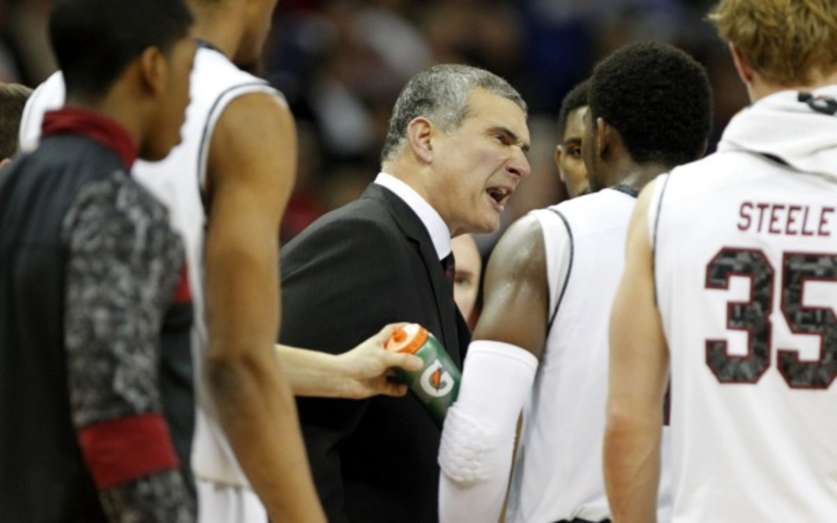 South Carolina coach Frank Martin rips into guard Duane Notice during a timeout. (Gerry Melendez/The State/MCT via Getty Images)