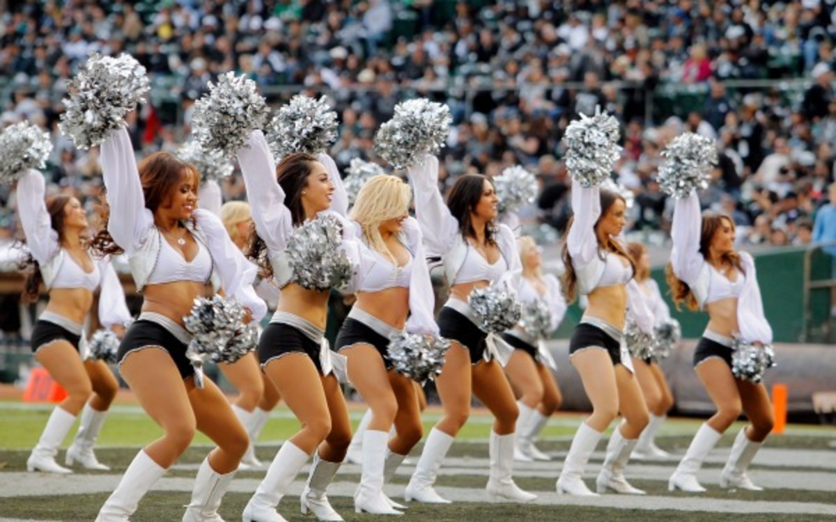 Members of the Raiderettes say the team withheld pay and treated them bad. (Brian Bahr/Getty Images)