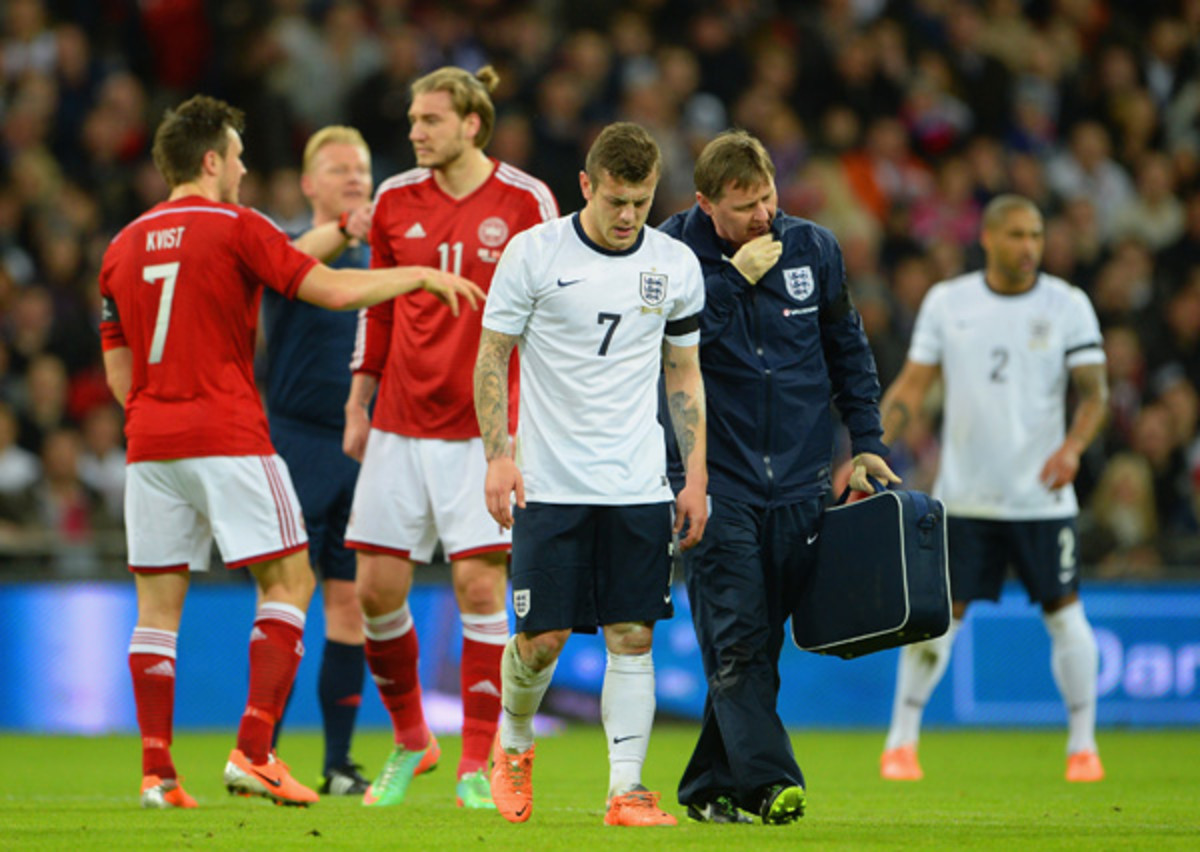 Jack Wilshere suffered injury during an English friendly with Denmark. (Michael Regan - The FA/The FA via Getty Images)
