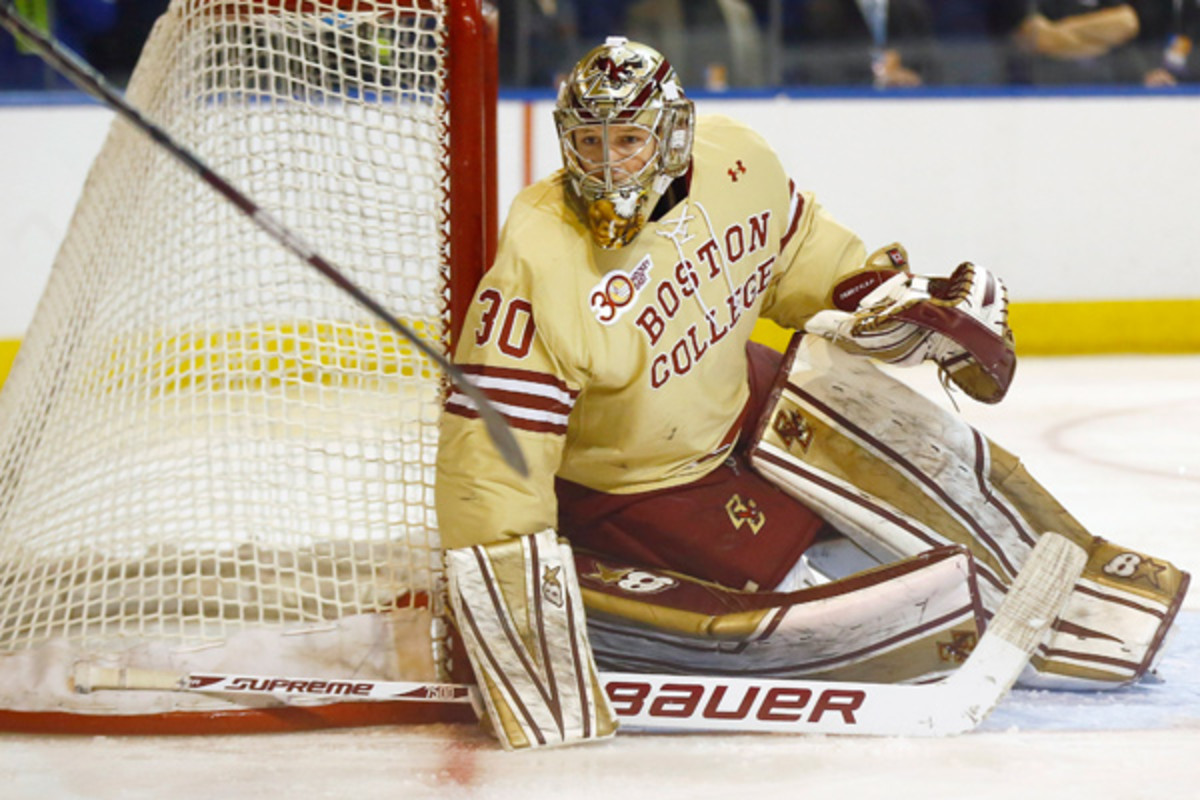 BC's Thatcher Demko was named the top amateur goalie by the NHL's Central Scouting. (Fred Kfoury/Icon SMI)