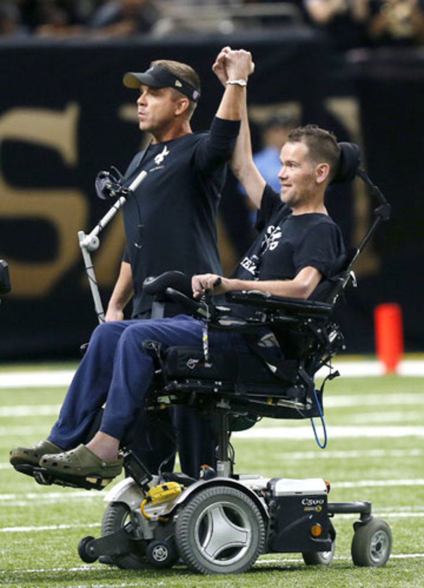 Gleason and Sean Payton before a Saints game in September 2013. (Bill Haber/AP)