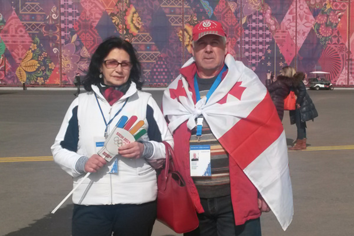Alexandra and Jean Claude Kobiashvili were excited to cheer on Georgian figure skater Elene Gedevanishvili.