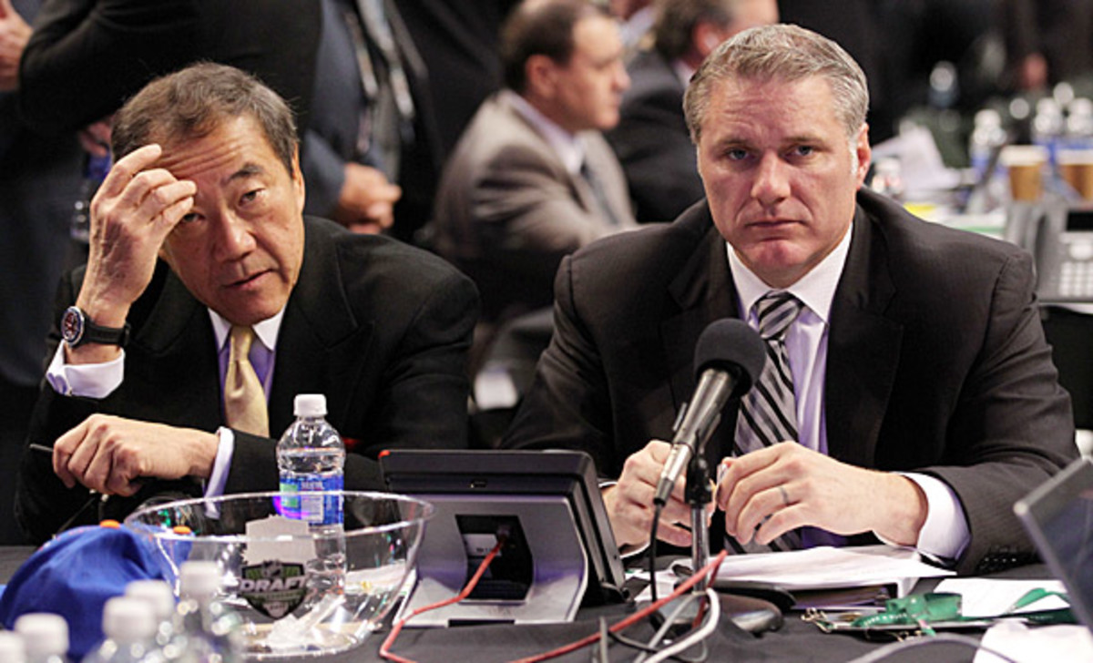 Owner Charles Wang and GM Garth Snow of the New York Islanders