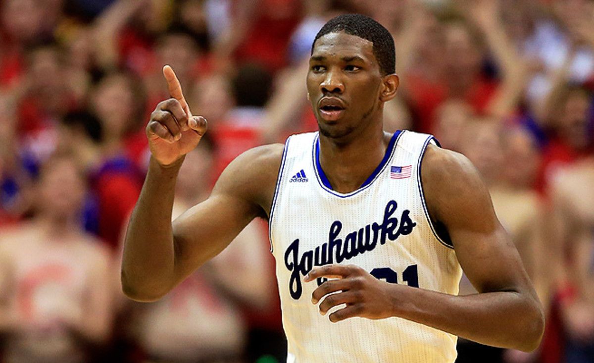 Joel Embiid and Kansas jumped from No. 15 to No. 8 in this week's poll.