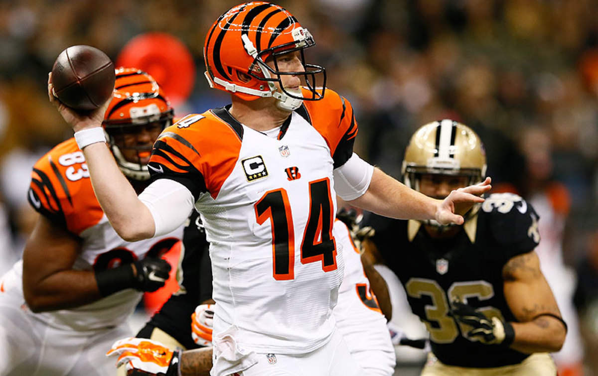 Andy Dalton and the Bengals are back in first place in the tightly packed AFC North after Sunday's win over the Saints. (Kevin C. Cox/Getty Images)